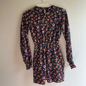 Black Floral Ruffle Dress Romantic Feminine Folk garden scandi cottage tiered